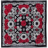 Bandanna Black White Rose Rock Star ~ Wearable Art 100% Cotton -