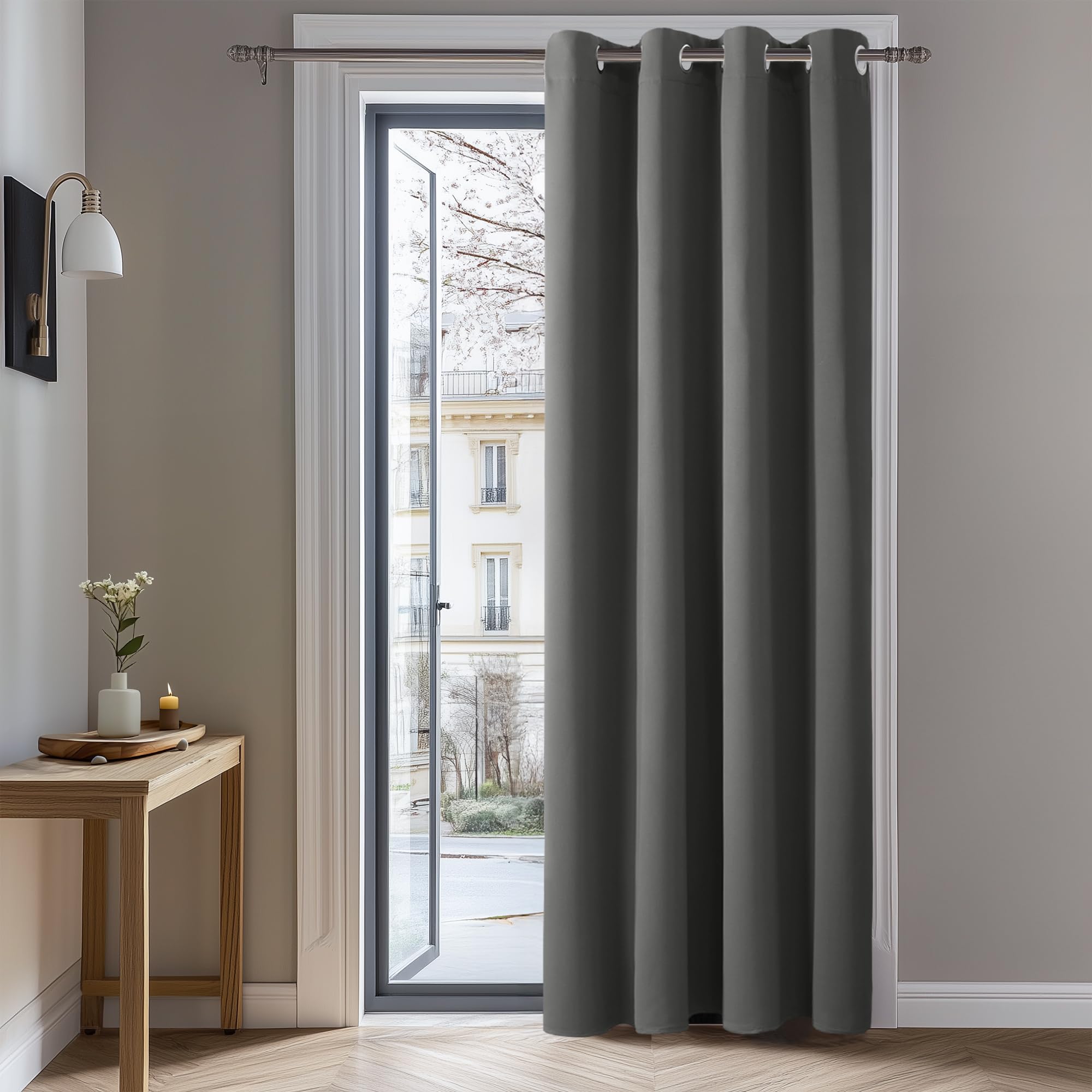 Deconovo Eyelet Curtain 108 Inch Drop Blackout Curtain Thermal Insulated Window Treatment for Living Room 52"x 108" Light Grey 1 Panel
