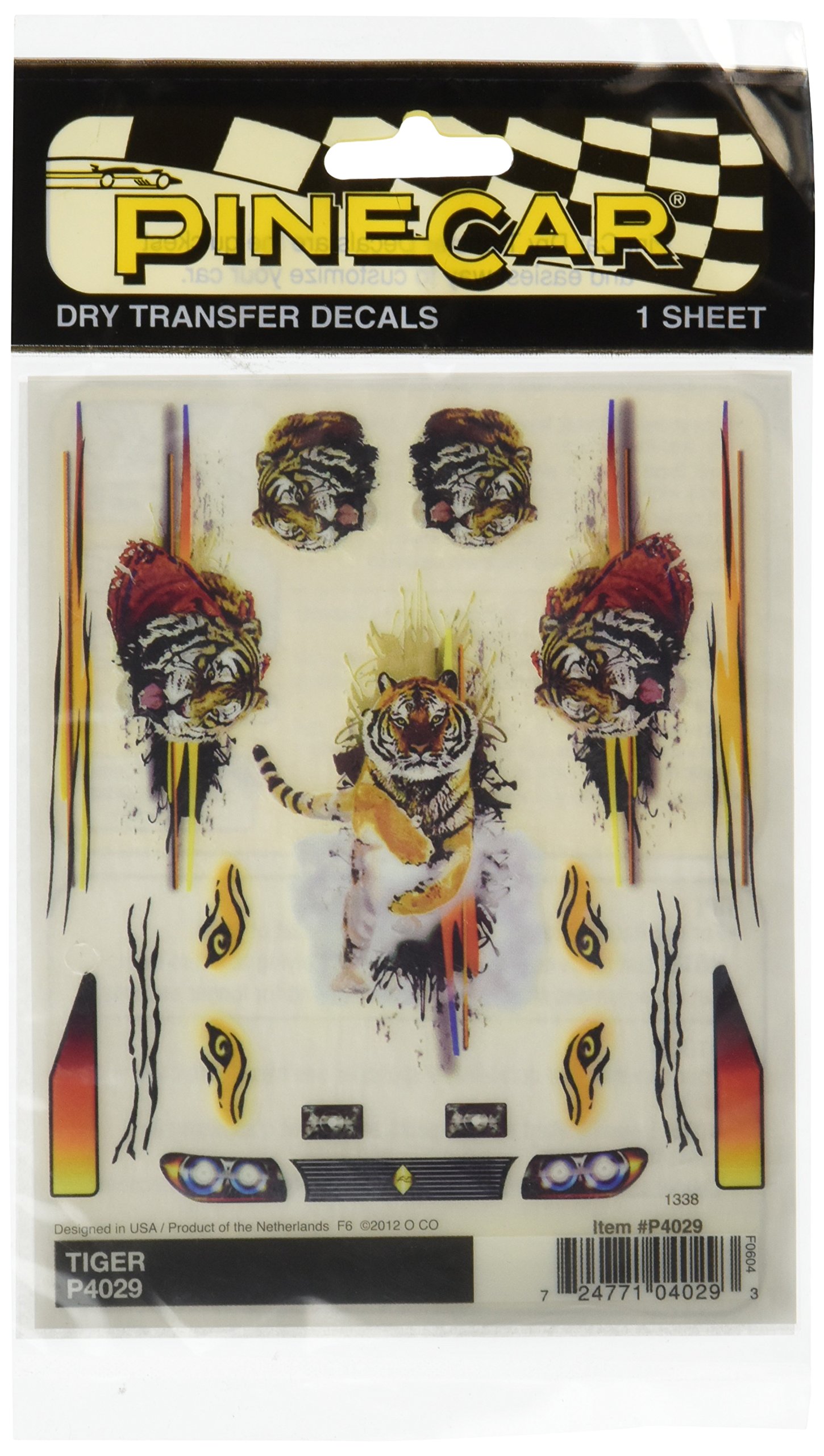 Woodland Scenics Pine Car Derby Dry Transfer Decal 4 x 5-inch Sheet-Tiger