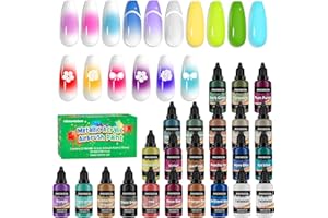 RHINOWISDOM 24 Colors Airbrush Gel Nail Polish, Safe And Odorless, Suitable For Airbrush Nail Art, Gradient Nails, Blush Nails, French Nails & Various Patterns (24X20ml)