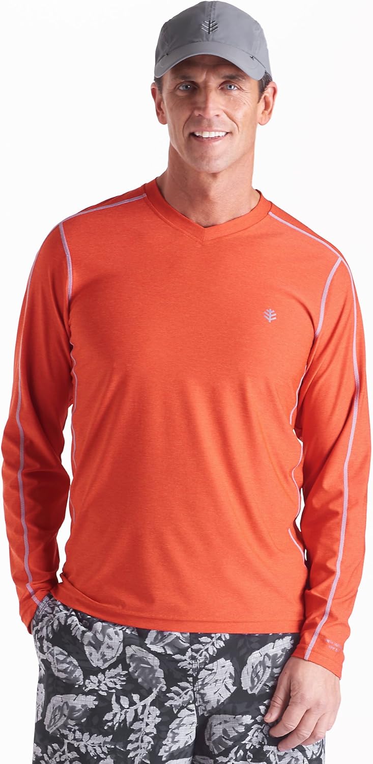 Coolibar UPF 50+ Men's Long Sleeve Aqua TShirt Sun