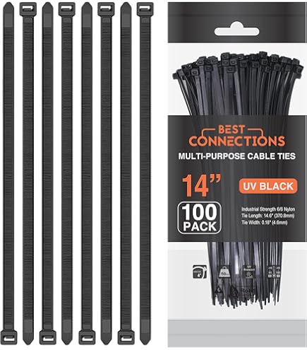 100 Qty 7 Inch Black Nylon 50 Lb Cable Zip Ties | Made In The USA | BC - Foto 8