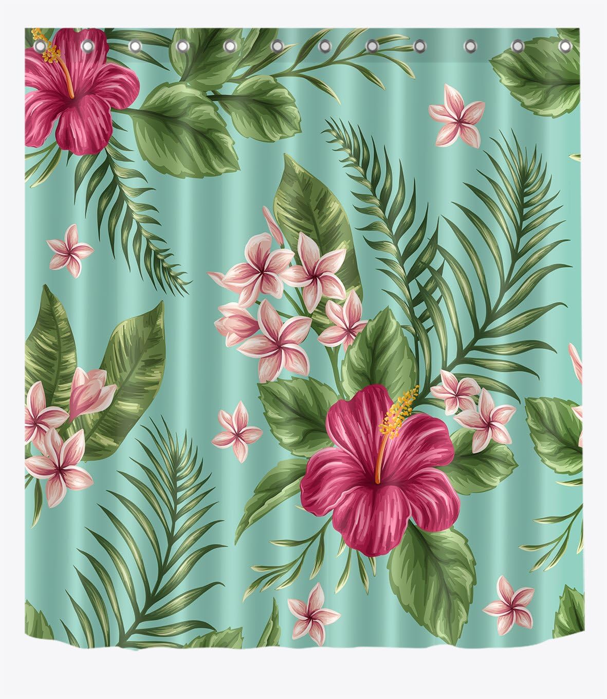 LB Hawaiian Tropical Leaves Flowers Decor Shower Curtain for Bathroom, Hibiscus eBay