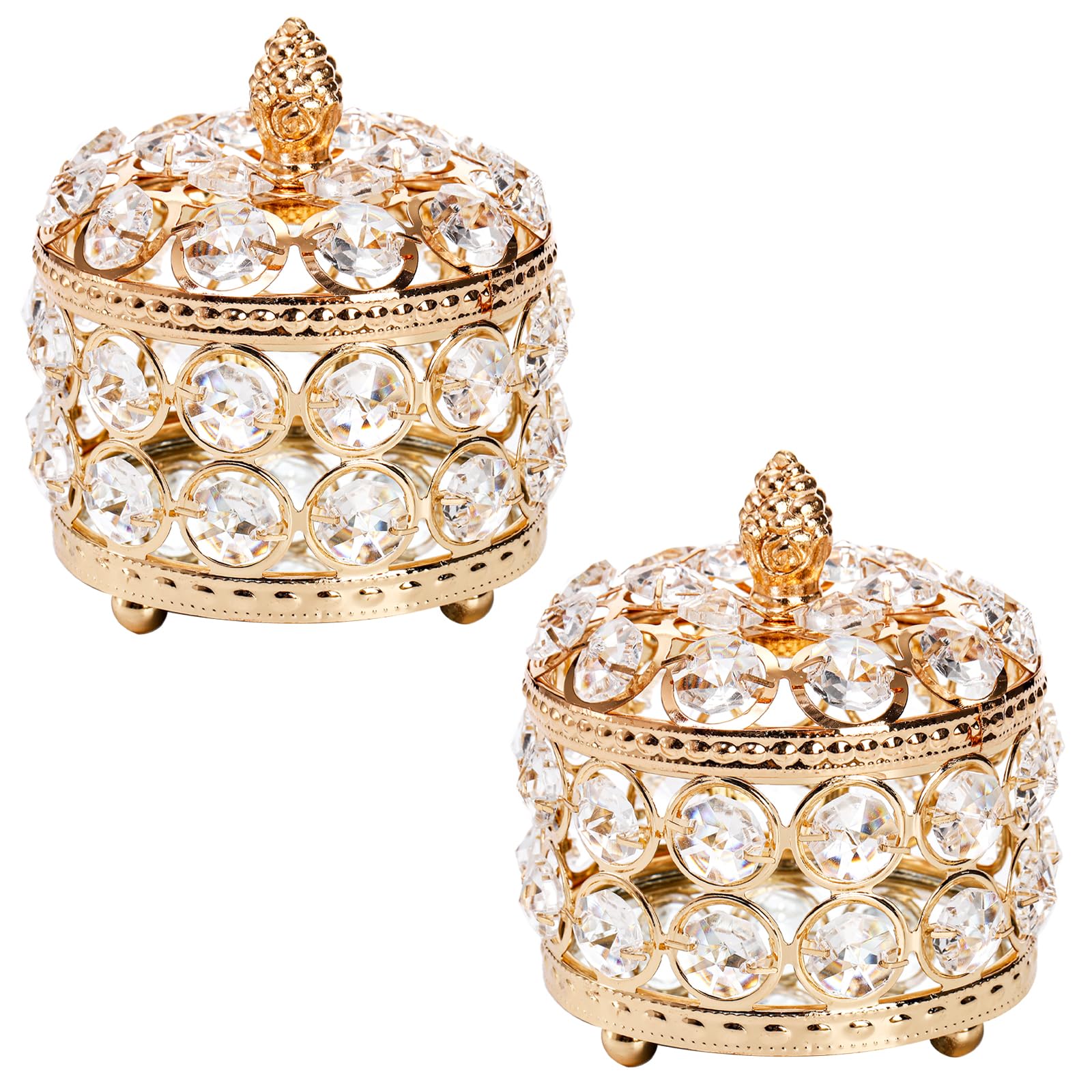 Photo 1 of **one pc**Hedume 2 Pack Crystal Mirrored Jewelry Box, Jewelry Trinket Organizer Box with Lid, Sparkly Trinket Organizer for Valentine Wedding Birthday Tabletop Bedroom Decoration