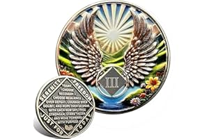 Leafence Recovery and Resilience Commemorative Sobriety Coin Recovery Addiction and Medallions Challenge Coin Narcotics Alcoholics Anonymous (Flying with Wings, 3 Years)