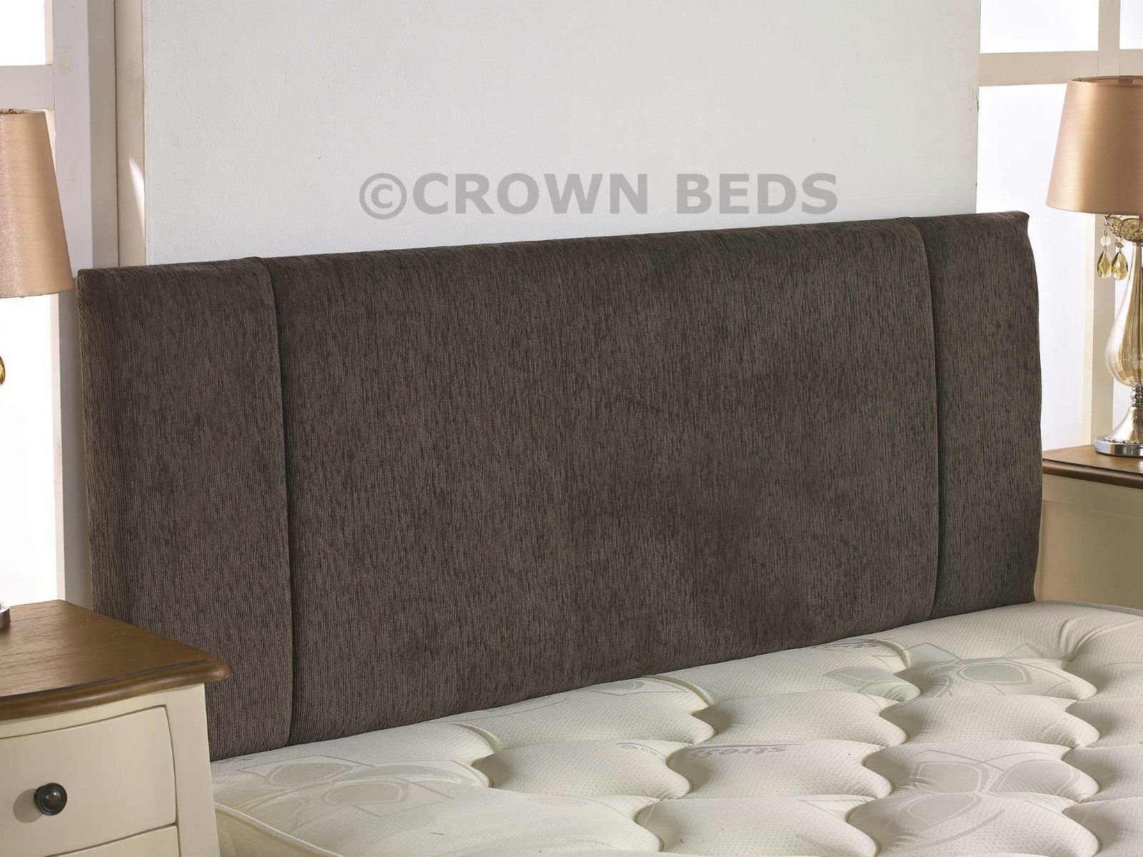 CROWNBEDSUK QUALITY PORTOBELLO CHENILLE HEADBOARD 2ft6,3ft,4ft,4ft6,5ft,6ft (6FT SUPER KINGSIZE, Grey)