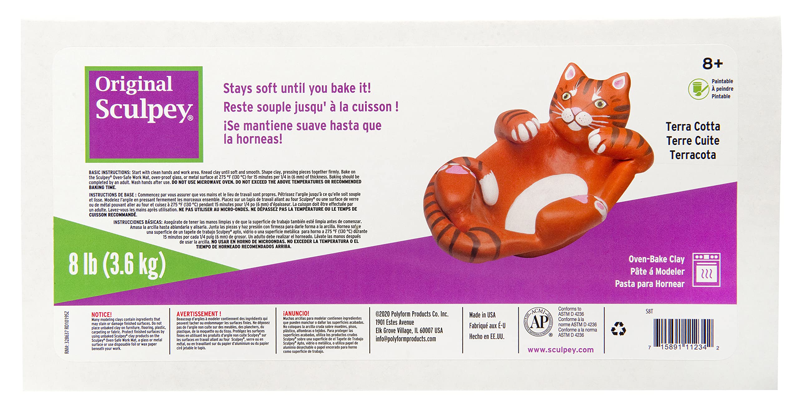 Sculpey S8T Original Art Clay, 8-Pound, Terra Cotta