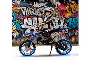 toilmua Kids Gas Powered Dirt Bike, 50cc Mini Dirt Bike with Front Rear Disc Brakes Shock Absorption Equipted 2 Stroke Engine