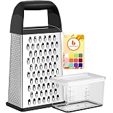 Cheese Grater With Container Box Grater Stainless Steel Kitchen Black | Dishwasher Safe 4 Sided Vegetable Shredder Zester Cheese Shredder Box Gratters for Carrot Potato Parmesan Citrus Lemon Gift