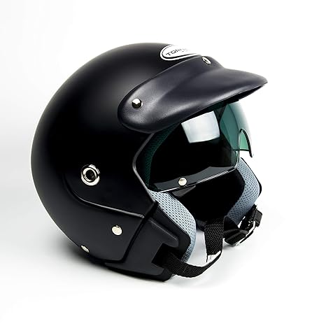 Saferide | Helm Motorrad Mit Sonnenblende Matt Schwarz XXL - 63-64 cm Rollerhelm Quad Damen Herren Roller Motorradhelm Regens
