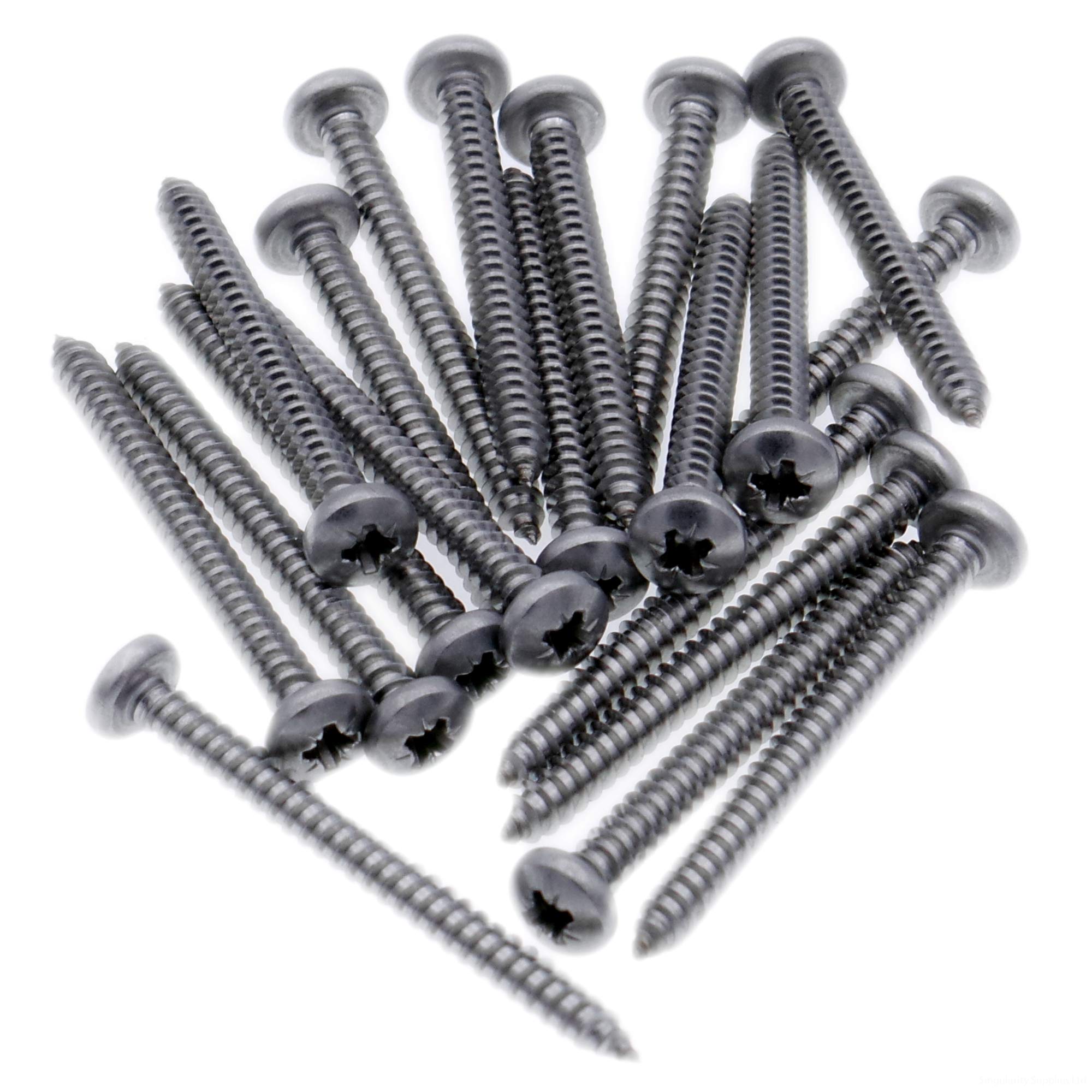 No.7 x 0.375 (3.9mm x 9.5mm) Pozi Pan Self-Tapping Screw - Stainless Steel (A2) (Pack of 20)