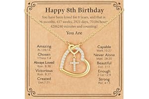 ESPVO Happy 6th 7th 8th 9th 10th 11th 12th 13th Birthday Necklace Gifts for Girls, Religious Christian Jewelry for Her 16+3 Inches