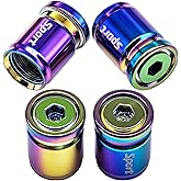 MEAJOO 4 PCS Anti Theft Car Tire Valve Stem Caps, Universal Aluminum Tire Valve Caps with O Ring Rubber Seal Fit for Cars, Trucks, Motorcycles, Bicycles (Colorful)