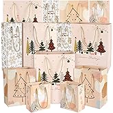 Watersay 20 Pcs Boho Christmas Gift Bag Bulk with Handles Assorted Sizes Christian Gift Bags 4 sizes Religious Gift Bags Christian Paper Party Favor Bag for Wrapping Xmas Holiday Presents