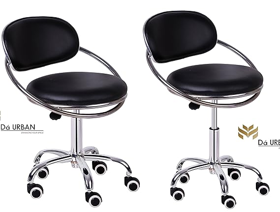 Da URBAN Oster Height Adjustable Bar Stool Chair with Wheels (Black) (Set of 2)