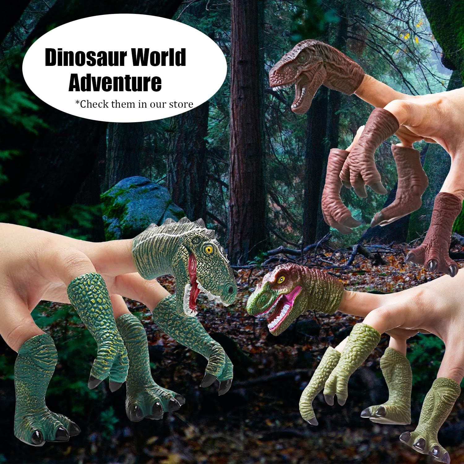 Creepyparty Dinosaur Finger Hand Puppet Handi Dinosaur Novelty Toys Finger Doll Props Animal Finger Puppet Brown Amazon Co Uk Toys Games