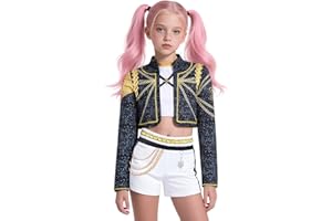 Enccfoeo Girls Demon Cosplay Hunters Costume 3-14 Years Kids Golden Pop Singer Toddler Halloween Costumes Stage Outfit