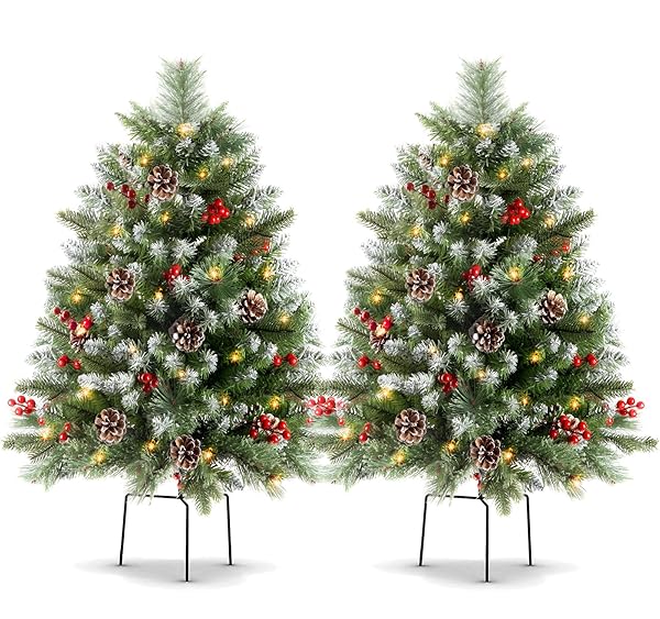 LAVEVE 34″ PRELIT SMALL CHRISTMAS TREE WITH LIGHTS,...