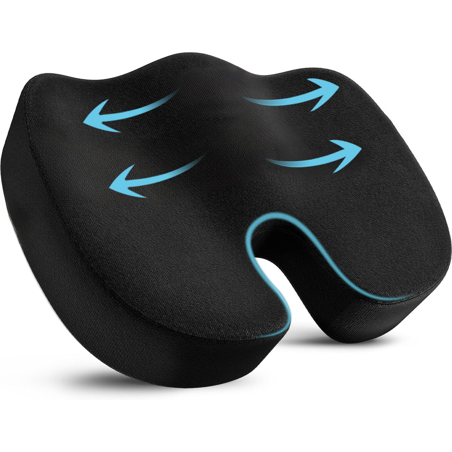 HomDSim Coccyx Orthopedic Memory Foam Seat Cushion for Chair Car Office Home Bottom Seats Massage Cushion (Black)