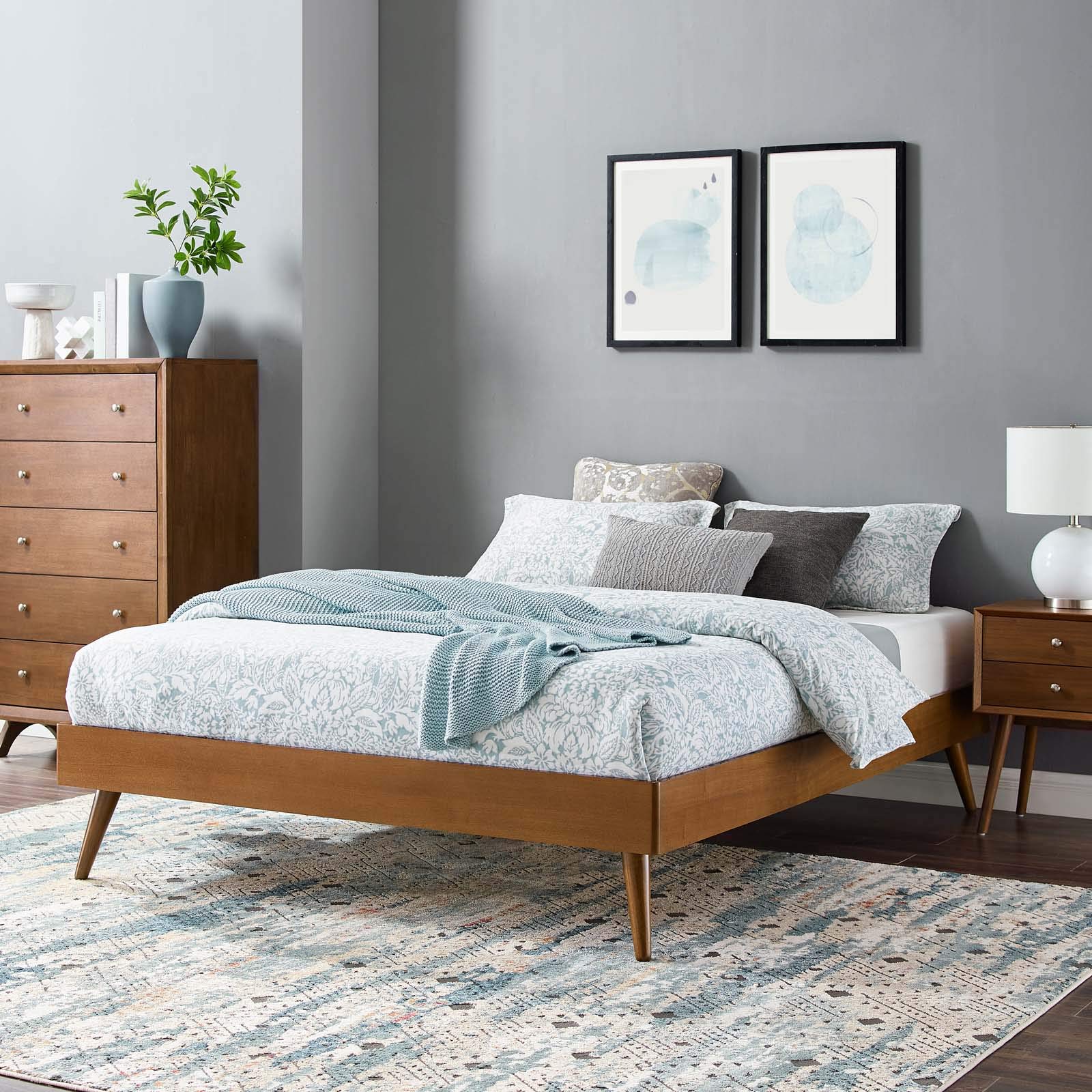 Photo 1 of Modway Margo Full Wood Platform Bed Frame in Walnut
