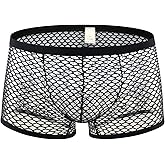 Men's See Through Fishnet Boxer Briefs Underwear Lingerie Booty Shorts