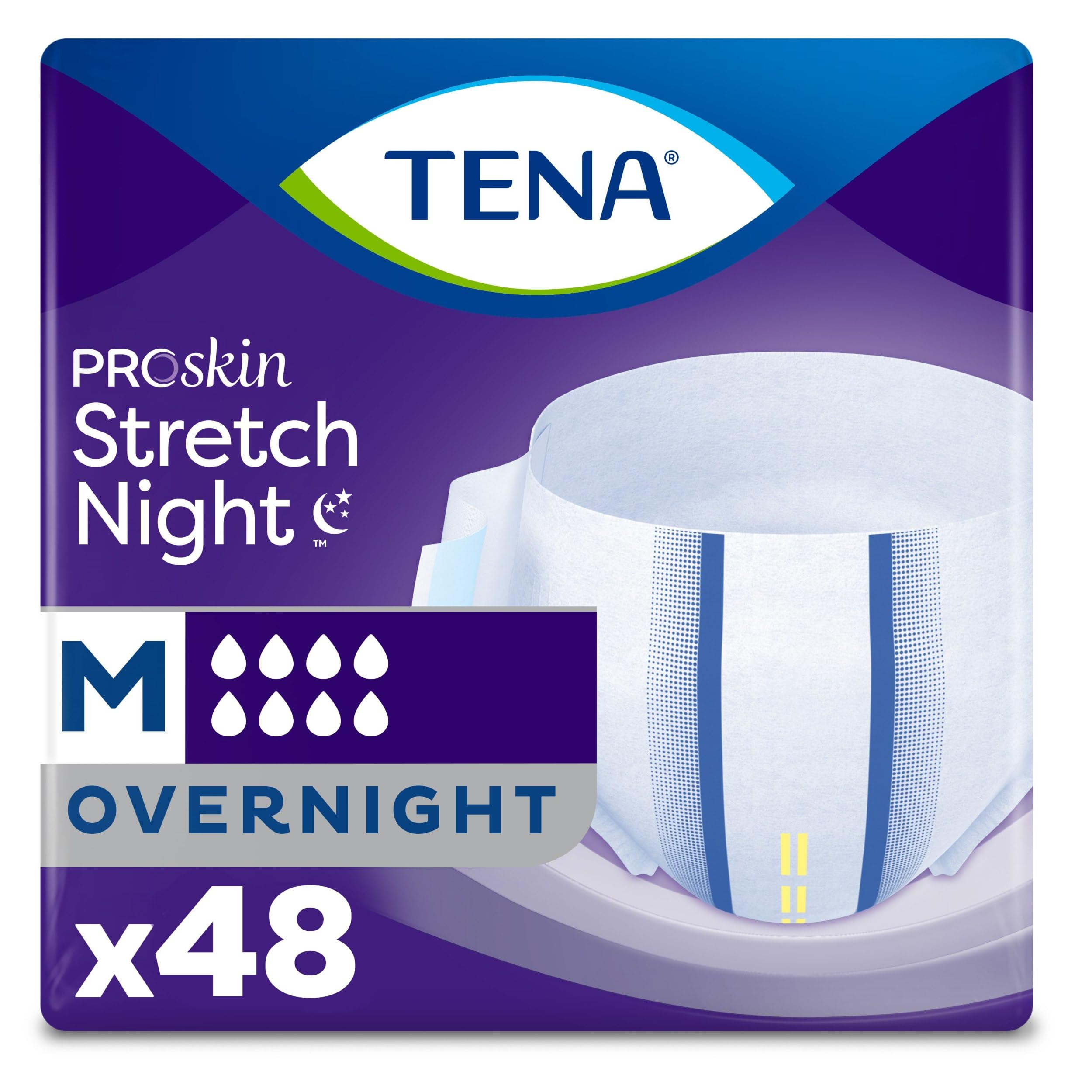 Photo 1 of TENA ProSkin Overnight Protection Incontinence Underwear for Women & Men, Stretch, Brief, Medium, 48 Count (4 Packs of 12) Packaging May Vary