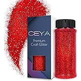 Ceya 3.5oz/ 100g Holographic Ultra Fine Glitter Powder Laser Red Glitter 1/128”0.008”0.2mm for Slime Epoxy Resin Craft Tumble