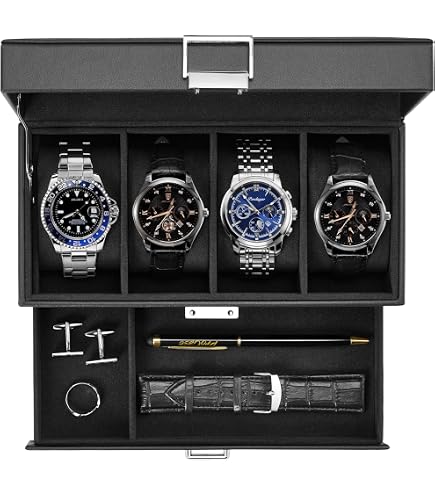 ヴィトルバーレルプランター、ヴィトルマルチポット、ボックスセット Amazon.com: ROTHWELL 4 Slot Leather Watch Box with Valet Drawer