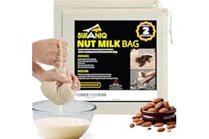 Nut Milk Bag - 2 Pack (12 x 12 Inches) 100% Unbleached Cotton Cheese Cloth Bag for Straining, Premium Quality Nut Milk Bag Re