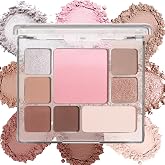 All-in-One Makeup Palette with 6 Matte Shimmer Eyeshadows, Ombre Blush & Contour, Highly Pigmented Blendable Face Palette for