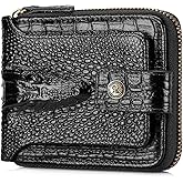 STEELLION Men's Genuine Cowhide Leather Wallet, Crocodile Embossed Bifold with 15 Card Slots, RFID Blocking & Secure Zipper Coin Pocket