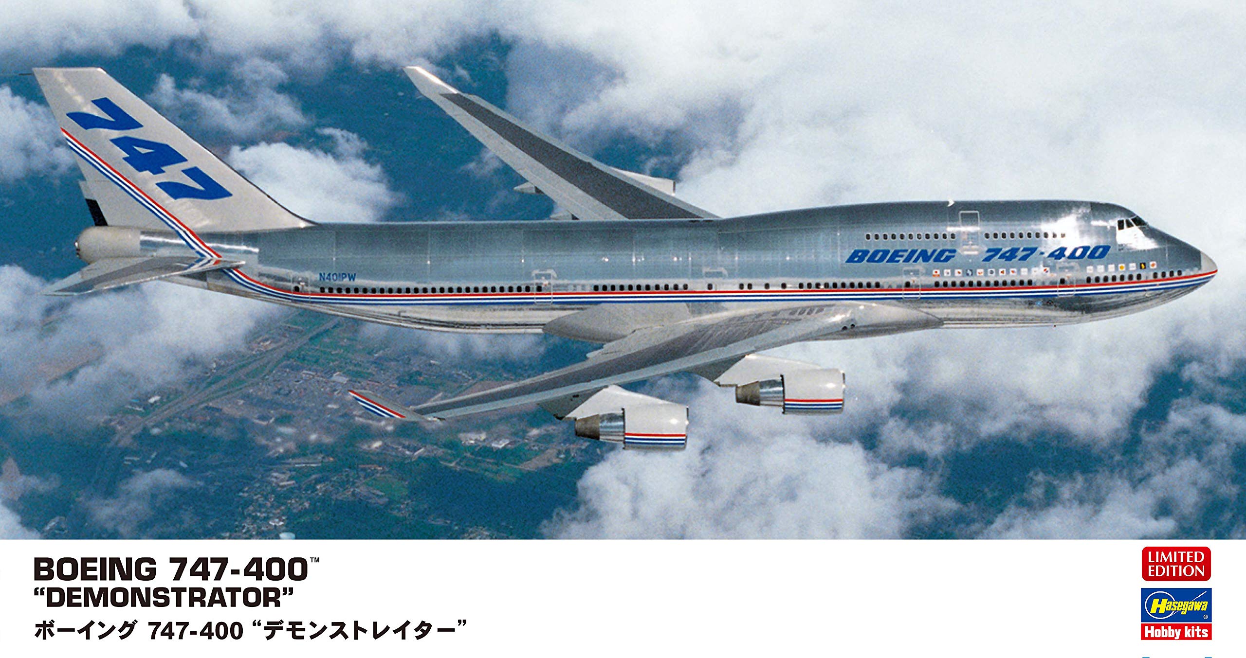 Hasegawa 010832 1/200 Boeing 747-400 Demonstrator Model Kit
