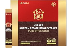 ZIOSTAND BOTO 6 Years Korean Red Ginseng Gold Extract Natural Energy Supplements Nitric Oxide Brain Natural Immune Support Liquid Portable Sticks 30 Sachet for 1 Month