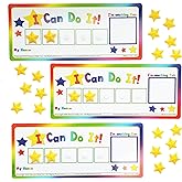 Kenson Kids “I Can Do It!” Token Board, 3 Pack. Colorful Magnetic Rewards Chart with Positive-Reinforcement Stars and Customi
