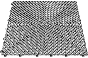 GOSLARLIT 25PCS|15.7"x15.7" Garage Flooring Tiles, Non-Slip Interlocking Plastic Garage Floor Mat, Garage Organization & Garage Storage, Vented Pattern (Grey)