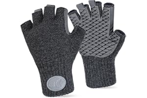 KastKing Bully Wooly Fingerless Wool Fishing Gloves, Cold Weather Warm Glove for Ice Fishing, Winter Gloves for Women & Men