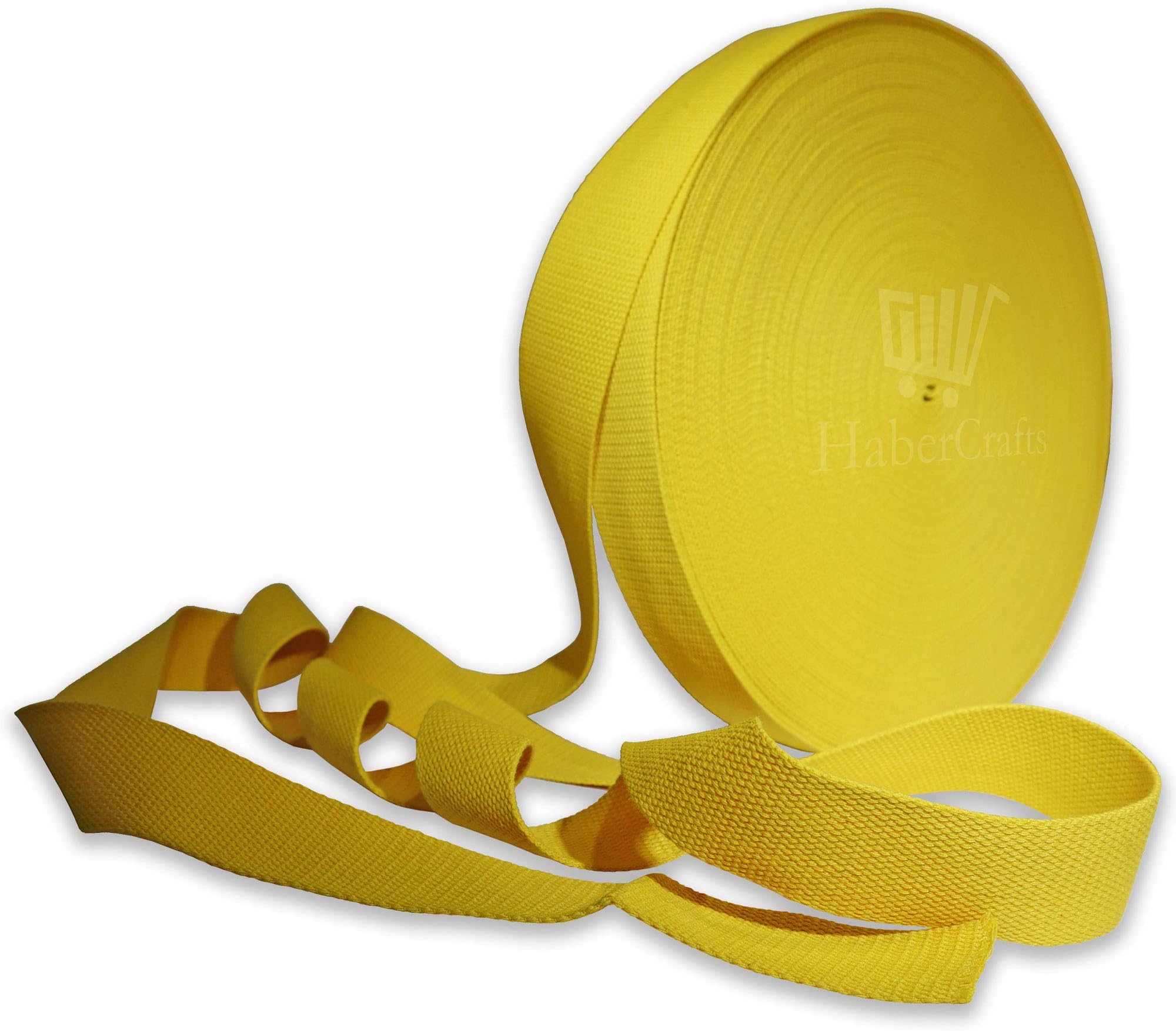 Heavy Duty 38mm Cotton Blend Webbing Belt Strap for Bag, Rucksack, Backpack, Luggage & Cargo - Yellow, 38mm, 3 Meters