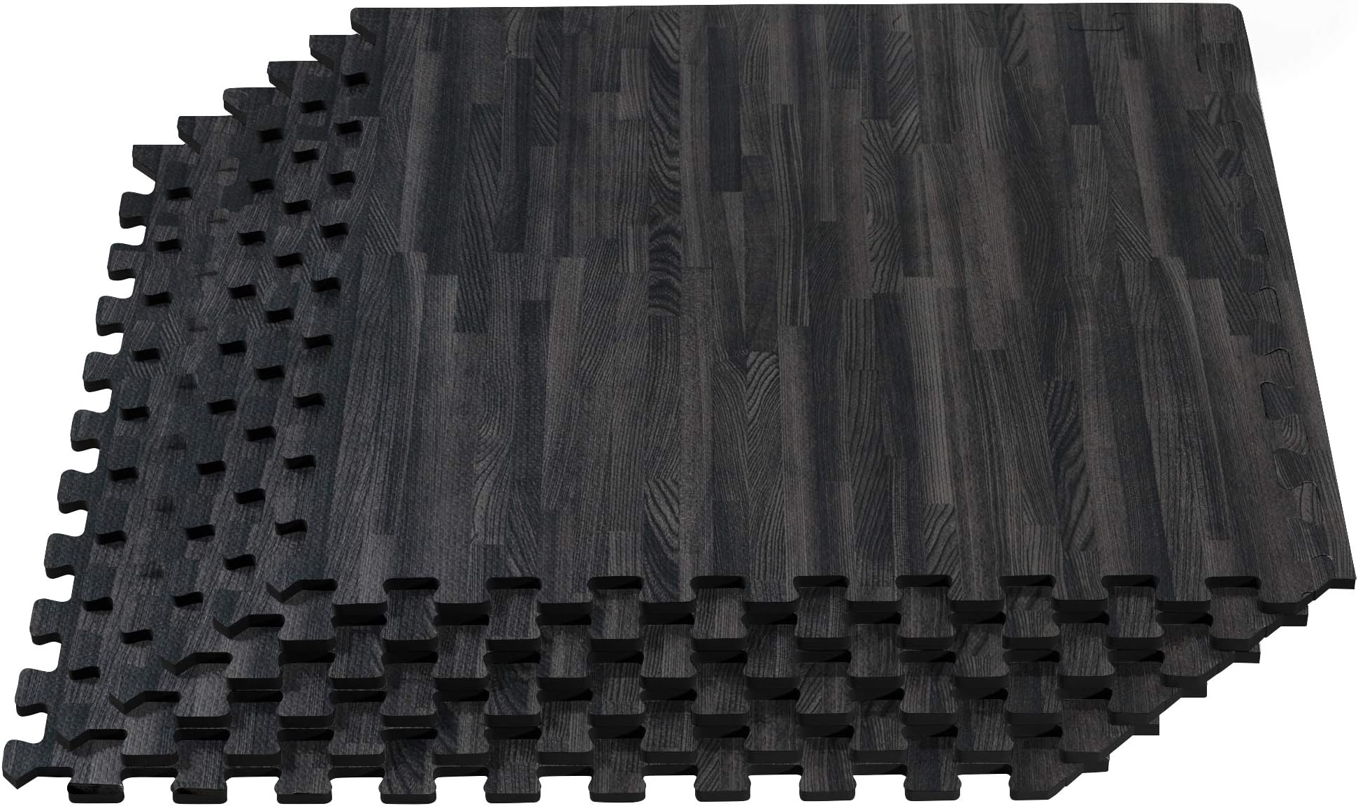 New Forest Floor 5/8 Inch Thick Printed Foam Tiles, Premium Wood Grain Interlocking Foam Floor Mats, Anti-Fatigue Flooring, 24 in x 24 in