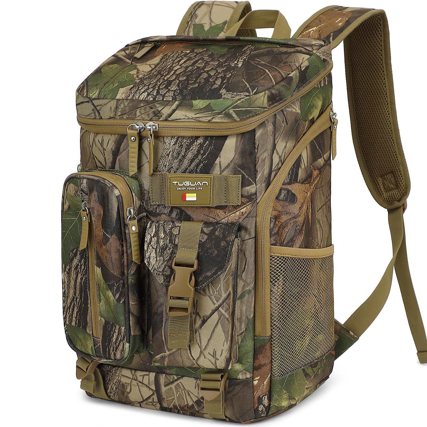 TUGUAN 30L Cooler Backpack 36 Cans Insulated Camo Cool Bag Rucksack Leak Proof Picnic Backpack Lunch Bag for Men Military Lightweight Thermal Bag Women for Tactical Travel Camping Beach Cooler