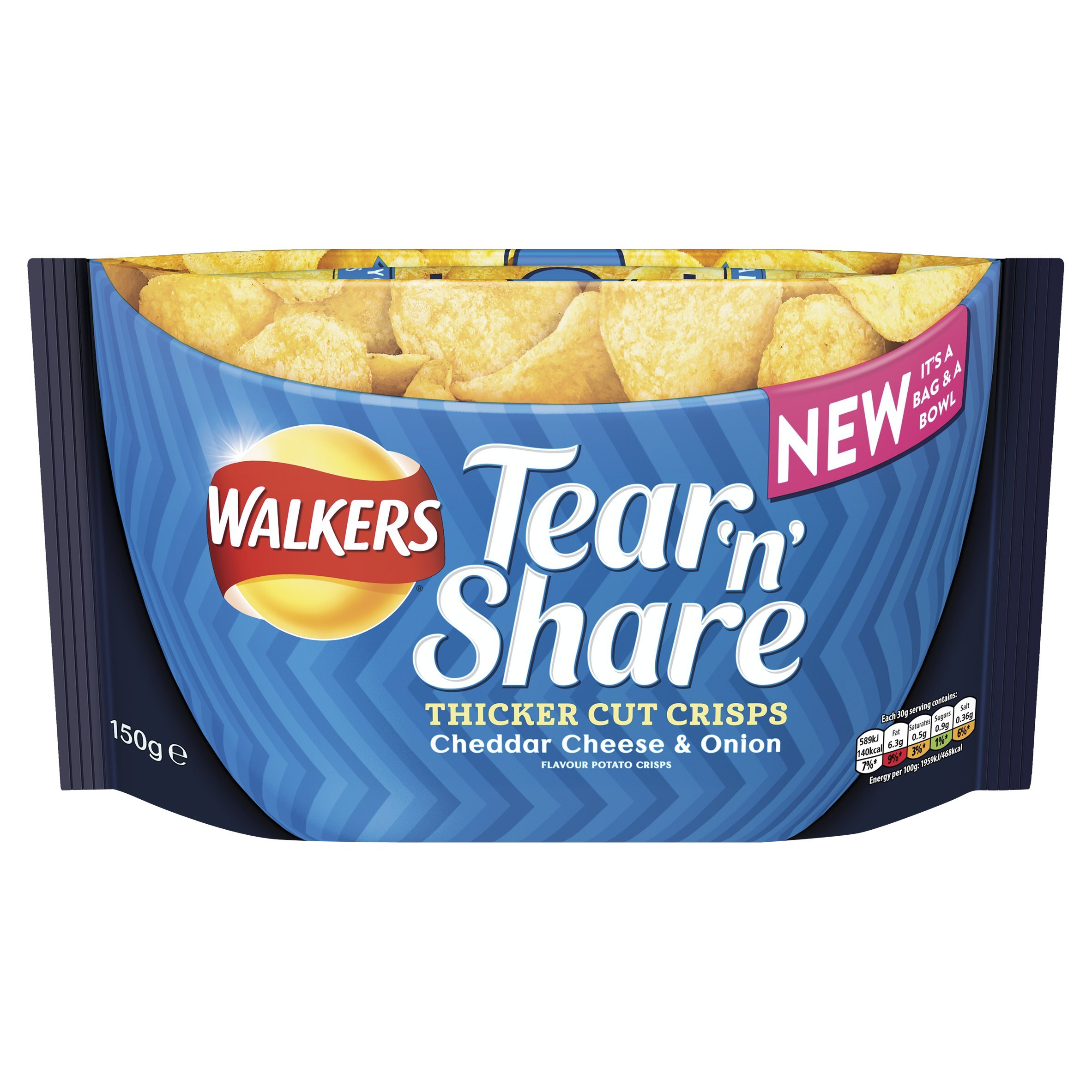 Buy Walkers Tear and Share Cheddar Cheese and Onion Thicker Cut Crisps