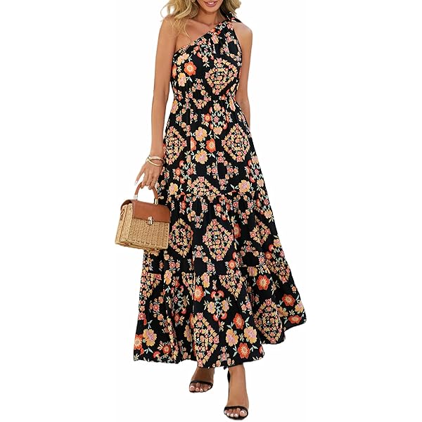 Amazon.com: PRETTYGARDEN Women's Casual Halter Neck Sleeveless Floral Long  Maxi Dress Backless Loose Ruffle Sundress with Belt (Purple Grey,Medium) :  Clothing, Shoes & Jewelry