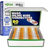 WAGO 221-2401 80pc Inline Compact Splicing Wire Connectors | Includes 80pc 221-2401 (2 Conductor) | WAGO Wire Connectors | 22