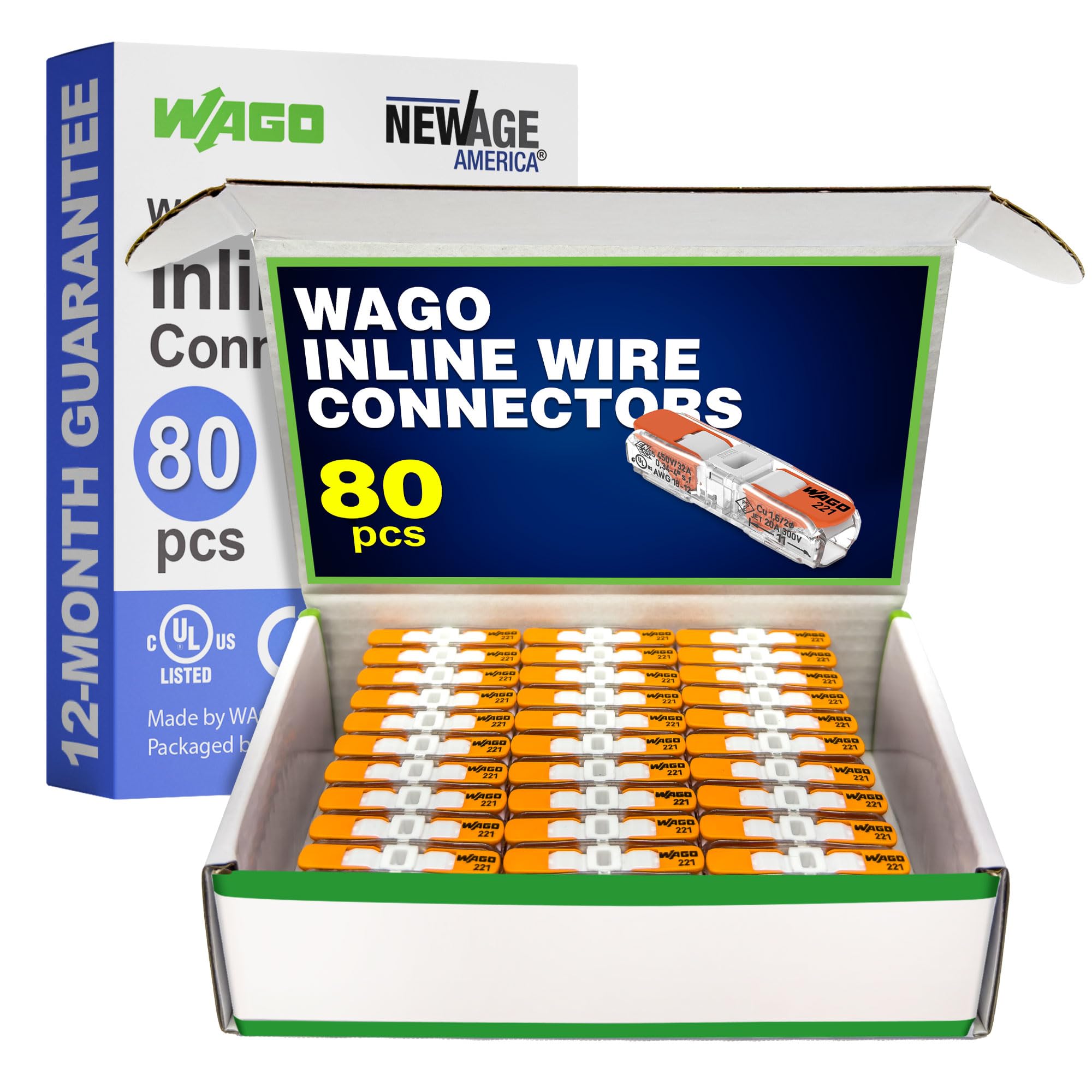 WAGO 221-2401 80pc Inline Compact Splicing Wire