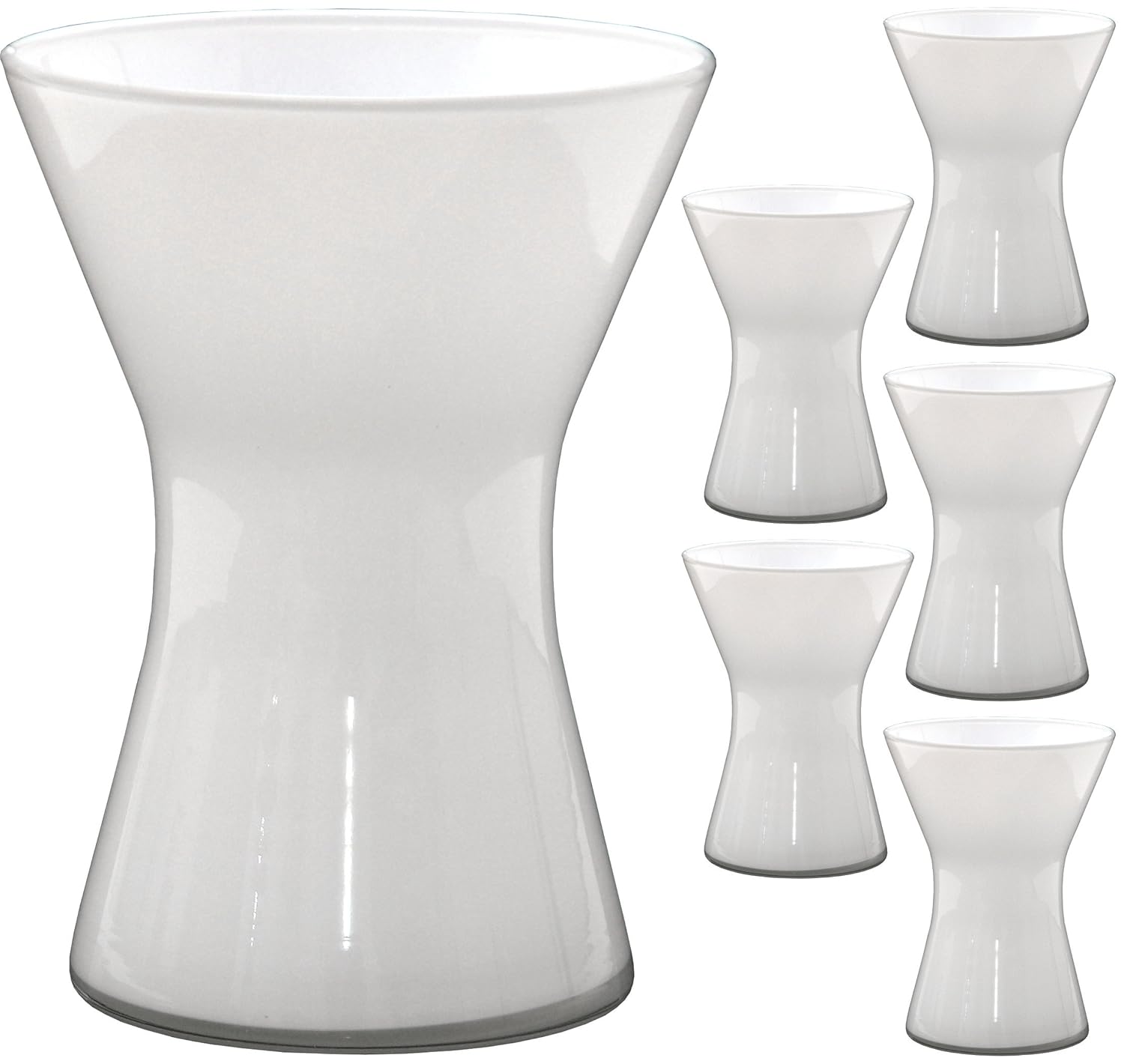 Amazon.de Duif's Florist Articles [ 6 Stück ] 19, 3cm Hohe Vase aus Glas in Weiß, Tischvase
