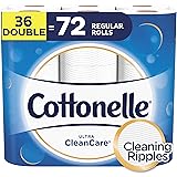 Cottonelle Ultra CleanCare Toilet Paper, Strong Biodegradable Bath Tissue, 36 Double Rolls
