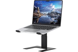 ALASHI Laptop Stand for Desk, Computer Stand Adjustable Height, Ergonomic Notebook Laptop Riser, Aluminum Metal Holder Compatible with 10 to 17.3 Inches Notebook PC Computer, Black