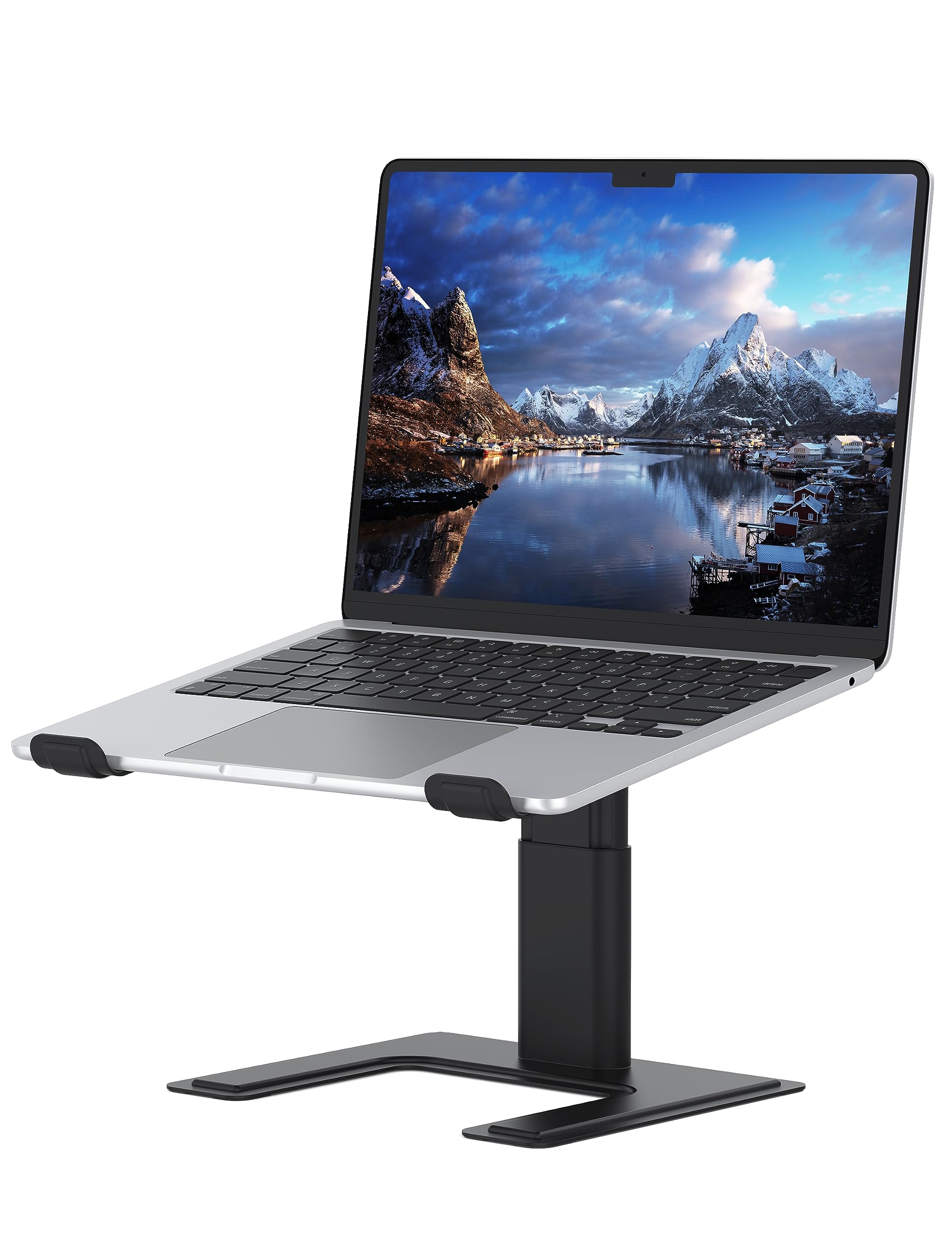 ALASHI Laptop Stand for Desk, Computer Stand Adjustable Height, Ergonomic Notebook Laptop Riser, Aluminum Metal Holder Compatible with 10 to 17.3 Inches Notebook PC Computer, Black