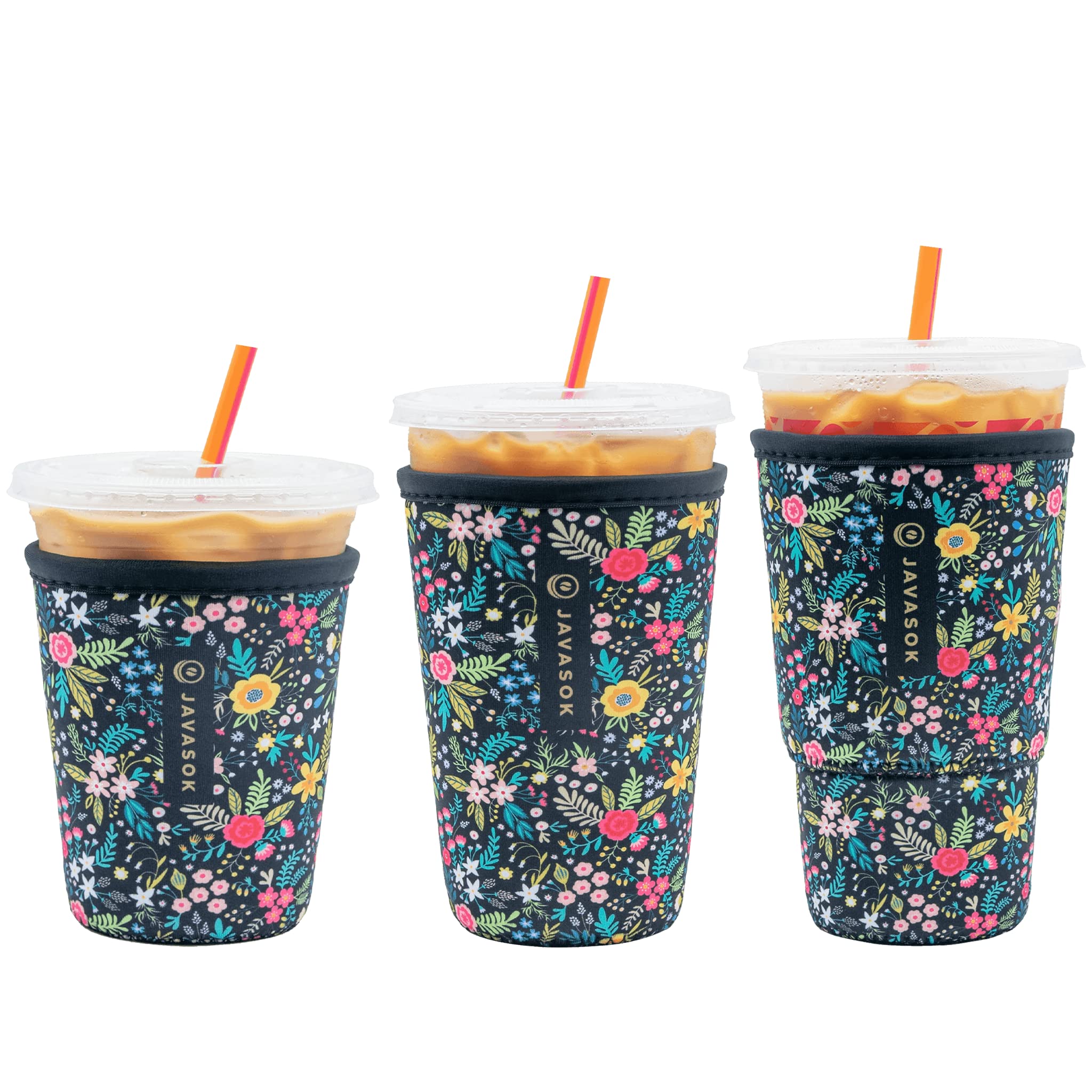 Sok It JavaSok Iced Coffee & Cold Soda Insulated Neoprene Cup Sleeve (English Garden Picnic, S/M/L 3-Pack) Image Sok It JavaSok Iced Coffee & Cold Soda Insulated Neoprene Cup Sleeve (English Garden Picnic, S/M/L 3-Pack) Image