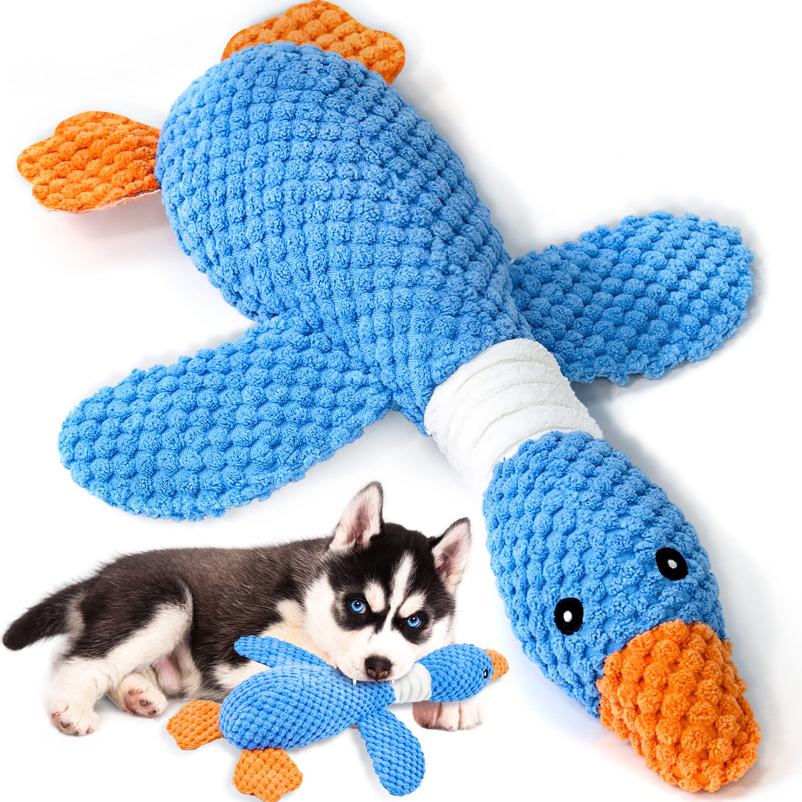 Photo 1 of Vitscan Upgraded Goose Indestructible Dog Toys for Aggressive Chewers Small Medium Large Breed, Crinkle Squeaky Plush Dog Puppy Chew Toys for Teething, Duck Puppy Toys