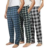 Real Essentials 3 Pack: Men's Fleece Pajama Pants Loungewear Soft PJ Bottoms Sleepwear with Pockets (Big & Tall Available)
